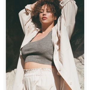 Ozma of California Maggie Crop, Baby Alpaca Linen, Dark Heather Grey NWOT